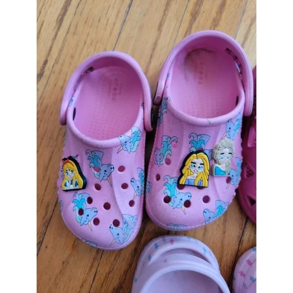 Pair of three size 8 girls bluey crocs sandals water